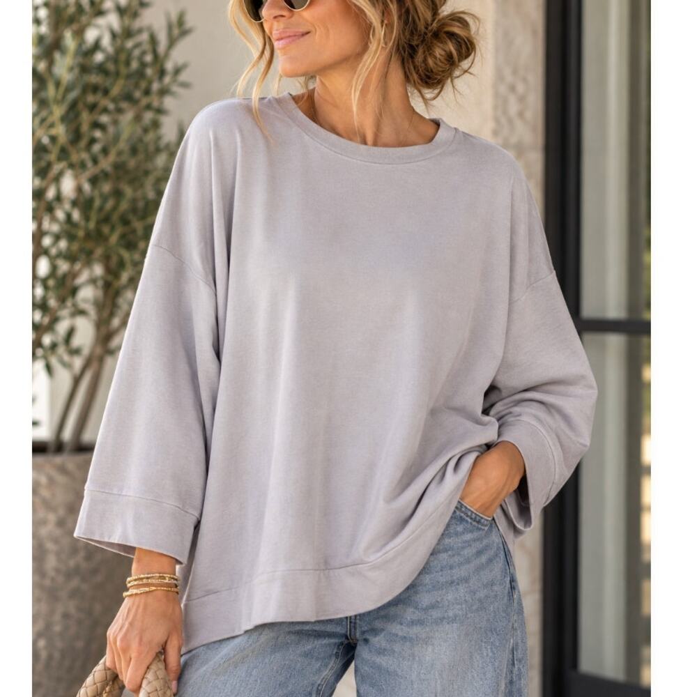 Bryn Walker Bamboo Organic Cotton Sweatshirt XS Oversized Lagenlook Made USA